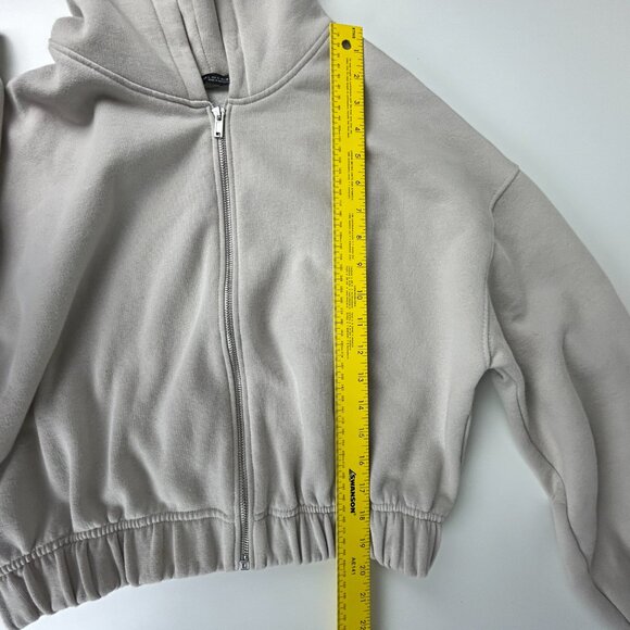 Zara Cropped Hoodie‎ Large Cream Zip Up - Picture 7 of 11